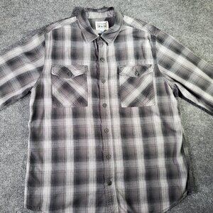 Converse One Star Men's Shirt Size L 100% Cotton Long Sleeve Button Up Plaid Vtg